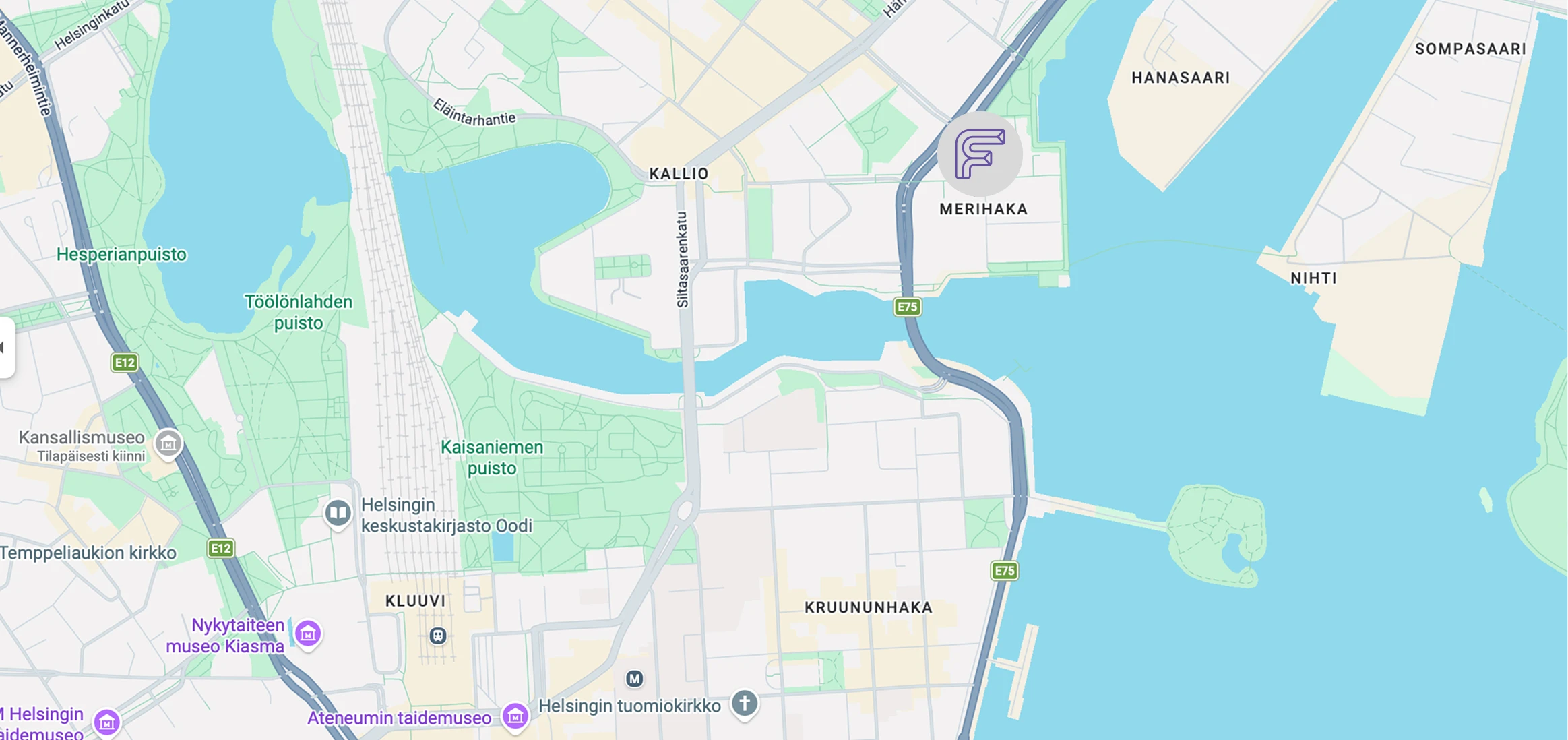 Fallenius kartalla, klikkaa siirtyäksesi Google Maps -palveluun.